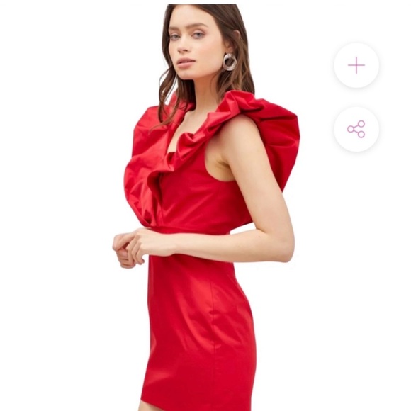 Do+Be Red Shoulder Ruffle Dress - Picture 2 of 7
